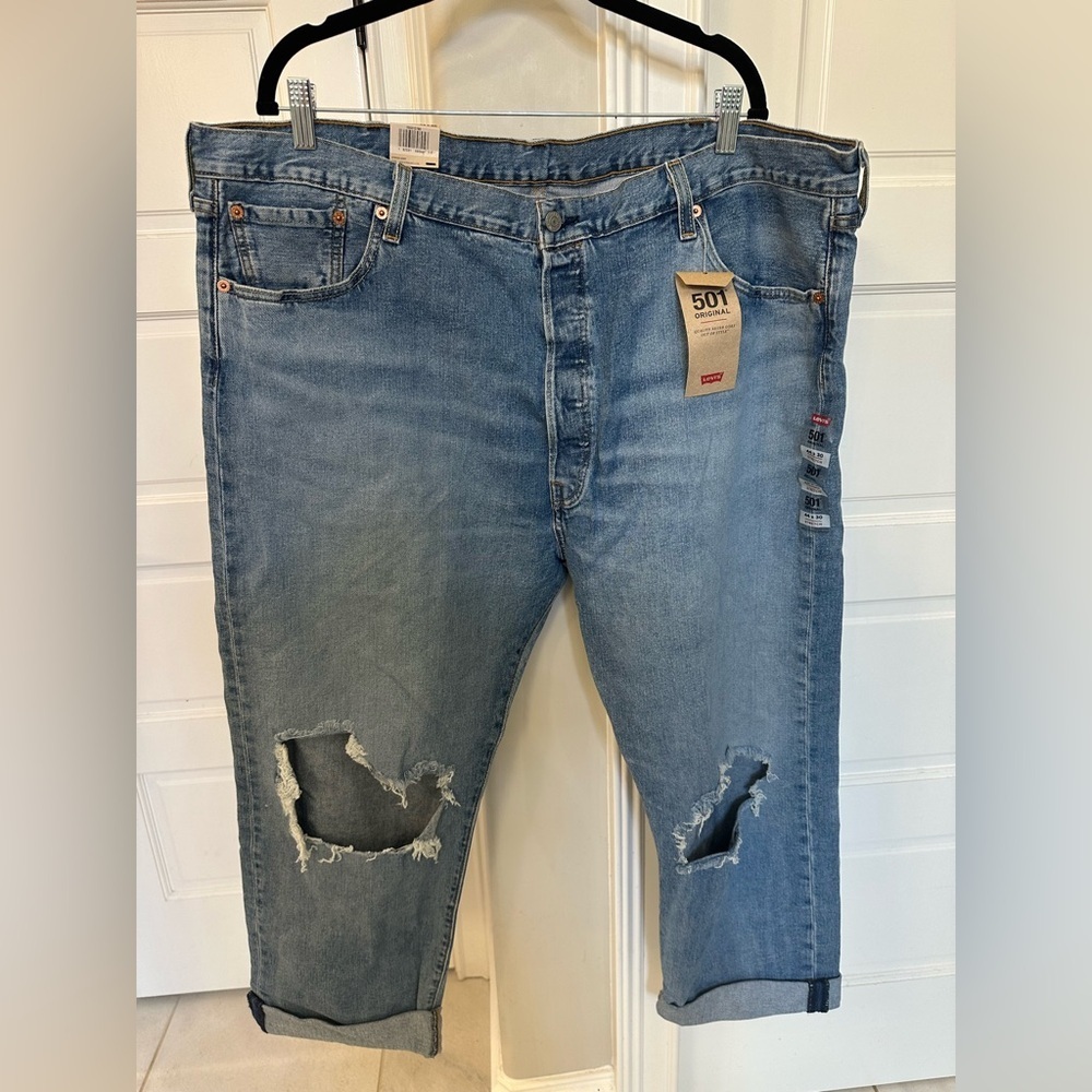 Levis 501 Blue Jeans Women’s 44 x 30 Straight Leg Buttonfly Y2k 90s Boho Grunge